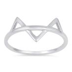 Triangle Cat Ears Animal Fashion Ring New .925 Sterling Silver Band Si