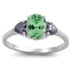 925 Sterling Silver Heart Faceted Natural Genuine Green Emerald Oval A