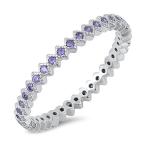 Eternity Simulated Amethyst Fashion Stackable Ring .925 Sterling Silve