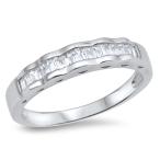 Clear CZ Wave Ripple Stackable Accent Ring .925 Sterling Silver Band S