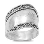 Bali Polished Wide Unique Thumb Ring New .925 Sterling Silver Band Siz