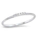Thin Clear CZ Wedding Ring New .925 Sterling Silver Stackable Band Siz