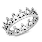 Heart Crown King Princess Ring New .925 Sterling Silver Tiara Band Siz