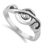 Sterling Silver Women's Treble Clef Note Fashion Music Ring Band 9mm S