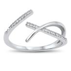 Open Clear CZ Criss Cross Knot Ring New .925 Sterling Silver Band Size