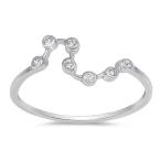 White CZ Constellation Chain Link Ring New .925 Sterling Silver Band S