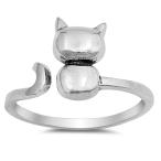 Open Cat Kitten Pet Animal Cute Ring New .925 Sterling Silver Band Siz