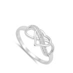 Clear CZ Infinity Love Knot Heart Promise Ring Sterling Silver Band Si