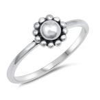 Oxidized Ball Bead Halo Sun Flower Ring New .925 Sterling Silver Band