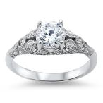 Women's Vintage Wedding Clear CZ Promise Ring New 925 Sterling Silver