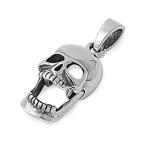 Scary Skull Pendant .925 Sterling Silver Biker Skeleton Bones Cutout J