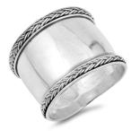 Handmade Wide Bali Rope Milgrain Ring .925 Sterling Silver Thin Band S