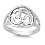 Sterling Silver Women's Hinduism Om Aum Sign Ring Cute 925 Band 13mm S
