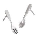 Silverware Spoon Fork Eating .925 Sterling Silver Food Utensils Stud E