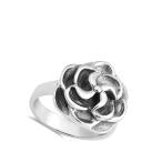 Oxidized Rose Flower Layered Ring New .925 Sterling Silver Band Size 7