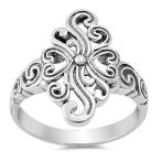 Filigree Heart Vintage Wide Cute Ring New .925 Sterling Silver Band Si