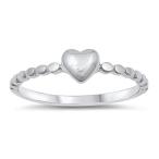 Puffed Heart Purity Promise Beaded Ring New .925 Sterling Silver Band