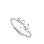 Clear CZ Cupid Arrow Heart Twisted Ring New .925 Sterling Silver Band