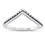 Beaded Oxidized Bali Chevron Pointed Ring .925 Sterling Silver Band Si