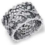 White CZ Victorian Style Filigree Vine Leaf Ring Sterling Silver Band