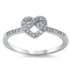 Infinity Knot Heart Love Clear CZ Promise Ring .925 Sterling Silver Si