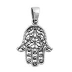 Hand of God Intricate Filigree Hamsa Pendant .925 Sterling Silver Bead