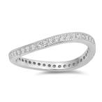 Clear CZ Curved Stackable Thumb Ring New .925 Sterling Silver Band Siz