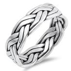 Celtic Weave Rope Knot Wedding Ring New .925 Sterling Silver Band Size