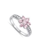 Women's Fashion Pink CZ Flower Ring New .925 Sterling Silver Band Size