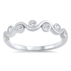 Round Clear CZ Beautiful Wave Cute Ring New .925 Sterling Silver Band