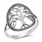 Oxidized Celtic Knot Tree of Life Filigree Ring Sterling Silver Band S