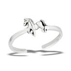 Animal Horse .925 Sterling Silver Midi Stallion Wild Toe Ring Band