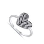 Thumbprint Heart Unique Love Promise Ring .925 Sterling Silver Band Si