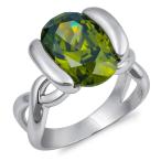 Oval Simulated Peridot Infinity Knot Ring New .925 Sterling Silver Ban