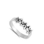 Triple Pentagram Star Ring New .925 Sterling Silver Oxidized Band Size