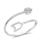 Open Adjustable Cupid Arrow Love Thumb Ring .925 Sterling Silver Band