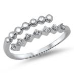 Women's Open Clear CZ Promise Ring New .925 Sterling Silver Band Size