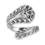 Victorian Oxidized Open Spoon Vintage Ring .925 Sterling Silver Band S