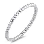 Thin Diamond-Cut Stackable Wedding Ring New .925 Sterling Silver Band