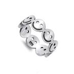 Smiley Face Eternity Happy Unique Ring New .925 Sterling Silver Band S
