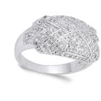 White CZ Fashion Criss Cross Pave Vintage Ring Sterling Silver Band Si