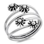 Open Flower Fashion Cute Statement Ring New .925 Sterling Silver Band