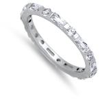 Baguette Eternity Round Clear CZ Unique Ring 925 Sterling Silver Band