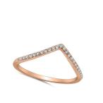 White CZ Rose Gold-Tone Chevron Stackable Ring Sterling Silver Band Si