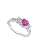 Round Simulated Ruby Cute Fashion Ring New .925 Sterling Silver Band S