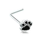 20G Animal Lover Paw Print L-Shape Nose Ring (Sold Individually) (Stee