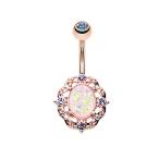 14G Rose Gold Florid Synthetic Opal Sparkle Inspiration Dezigns Belly