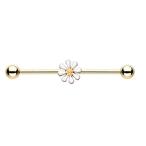 14G Golden Daisy Industrial Barbell (Sold Individually)