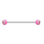 16G or 14G Pink Acrylic Aurora Gem Ball Industrial Barbell (Sold Indiv