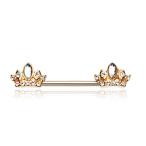 Inspiration Dezigns 14G Golden Tiara Crown Sparkle Nipple Barbell Ring